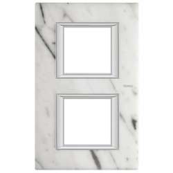 BT Axolute Белый мрамор Каррара Рамка 2+2 мод прямоугольная (надпись вертикально) арт. HA4802/2RMC
