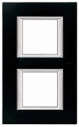 BT Axolute Черное стекло Рамка 2+2 мод прямоугольная (надпись вертикально) арт. HA4802/2VNN