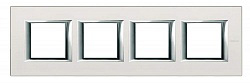 BT Axolute Жемчужное Серебро Рамка 2+2+2+2 мод прямоугольная (надпись горизонтально) арт. HA4802M4HSAN
