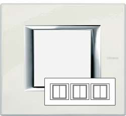 BT Axolute Жемчужное Серебро Рамка 2+2+2 мод прямоугольная (надпись горизонтально) арт. HA4802M3HSAN