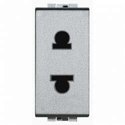 BT LL Алюминий Розетка б/з для узких вилок с защитными шторками евро-американский стандарт, 1 мод арт. NT4125