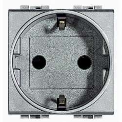 BT LL Алюминий Розетка с/з, 2 мод арт. NT4141