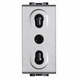 BT LL Алюминий Розетка с/з для узких вилок с защитными шторками, 1 мод арт. NT4180