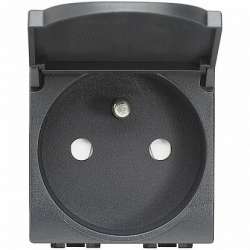 BT LL Антрацит Розетка 2П + заземление 10А/16А 250В с крышкой арт. L4145