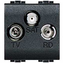BT LL Антрацит Розетка TV-FM-SAT оконечная, 2 мод арт. L4210D