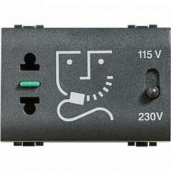 BT LL Антрацит Розетка для бритв с изолирующим трансформатором, 230В, 50/60Гц, 3 мод арт. L4177