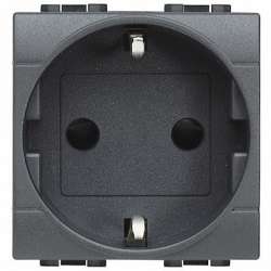BT LL Антрацит Розетка силовая 2К+З безвинтовой зажим арт. L4141AN