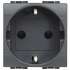 BT LL Антрацит Розетка силовая 2К+З безвинтовой зажим арт. L4141AN