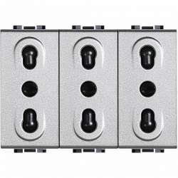 BT LL Блок из 3х розеток 2П + заземление 10А и 16А центр.расстояние 19 и 26 мм закрытого типа 3 мод арт. NT4180/3