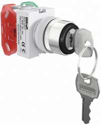 DEKraft ПЕ-22 Черный Переключатель на 2 фикс. положения I-O с ключом 1НО+1НЗ AKS-2 D=22мм 220В арт. 25053DEK