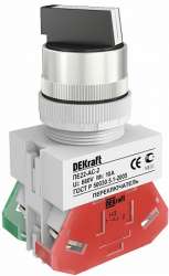 DEKraft ПЕ-22 Черный Переключатель на 2 фикс. положения I-O стандартная ручка1НО+1НЗ AC-2 D=22мм 220В арт. 25051DEK