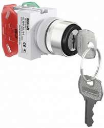 DEKraft ПЕ-22 Черный Переключатель на 3 фикс. положения I-O-II с ключом 1НО+1НЗ AKS-3 D=22мм 220В арт. 25054DEK