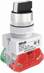 DEKraft ПЕ-22 Черный Переключатель на 3 фикс. положения I-O-II стандартная ручка 1НО+1НО AC-3 D=22мм 220В арт. 25052DEK