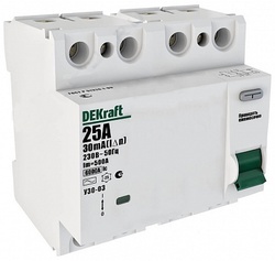 DEKraft УЗО-03 УЗО 4P 25А 300мА AC 6кА арт. 14092DEK