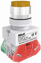 DEKraft ВK-22 Желтый Выключатель кнопочный с фикс. ABFP D=22мм LED 220В арт. 25138DEK