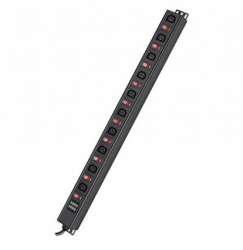 DKC Блок распределения питания вертикальный для 19" шкафов, 10A10 Х С13, защита от перегрузки, индикатор тока, вх. разъём С1 арт. R519IEC10SWCD