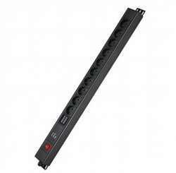 DKC Блок распределения питания вертикальный для 19" шкафов, 16A10 Х Shuko, выключатель, индикация, вх. разъём Schuko арт. R5VSH10SWOPAM