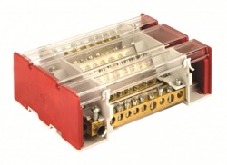 DKC Блок распределительный на DIN рейку c выносной клеммой 4р 160А, 7х7мм 1х8мм 1х9мм 1х12мм арт. BD3160104