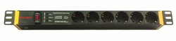 DKC Блок розеток для 19" шкафов, 6 розеток Schuko, с защитой отперенапряжения арт. R519SH6OPSHSP