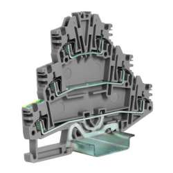 DKC HDE.2/GR пружинный зажим трех-уровневый c заземлением на нижнем уровне 2,5 кв.мм, серый арт. ZHL500GR