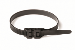 DKC Хомут PL12, плоский двойной замок, черный 9х360 (1упак.=100шт.) арт. 26455