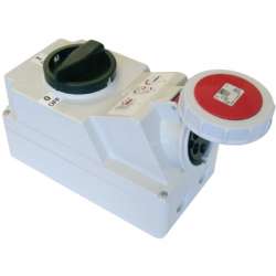 DKC Розетка наружной уст. с механической блокировкой и боковым расположением разъема IP67 32А 2P+E 230В арт. DISIW420323