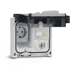 DKC Розетка панельная. АВДТ (16А, 10мА, 3,5 кА). Защита IP56 с вставленной вилкой арт. DIS4093407