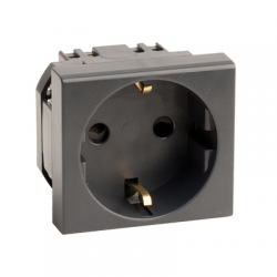 DKC Розетка силовая 2Р+Е, со шторками, «Viva», 2 мод., цвет черный арт. 45205