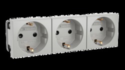 DKC Тройная розетка Viva серая арт. 45023