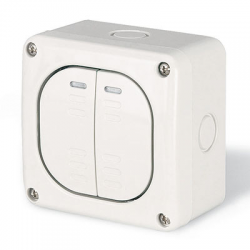 DKC Выключатель однополюсный двухклавишный настенный арт. DIS1375022