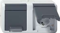 Gira Двойная розетка с з/к IP44. горизонтальный блок арт. 078130