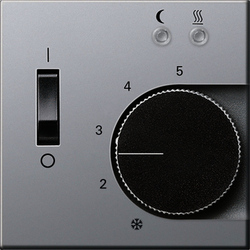 Gira E22 Алюминий Накладка регулятора теплого пола с пов. ручкой, выключателем и контр. лампой арт. 1494203