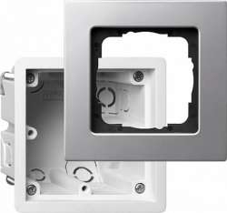 Gira E22 Алюминий Рамка 1-ая в комплекте с монтажной коробкой арт. 2881203