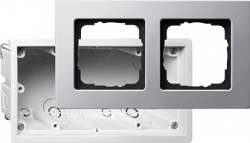 Gira E22 Алюминий Рамка 2-ая в комплекте с монтажной коробкой арт. 2882203
