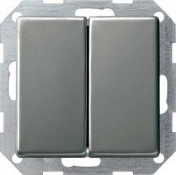 Gira E22 Сталь Переключатель 2-кл самовозвратный 10А, 250V вертикал. арт. 286120