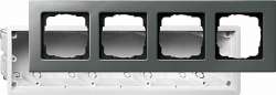 Gira E22 Сталь Рамка 4-ая в комплекте с коробкой для с/монтажа арт. 2884202