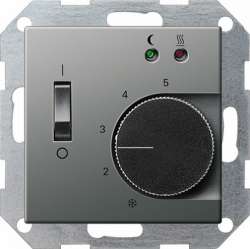 Gira E22 Сталь Терморегулятор для тёплого пола арт. 039420