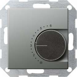 Gira E22 Сталь Терморегулятор с переклчающим контактом 5А арт. 039620