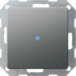 Gira E22 Сталь Выключатель 1-клавишный 2-х полюсный арт. 012220