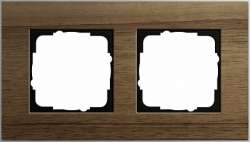 Gira ESP Орех шпон/алюминий Рамка 2-ая арт. 0212129