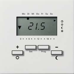 Gira F100 Бел глянц Термостат 230V с часами и функцией охлаждения арт. 2370112