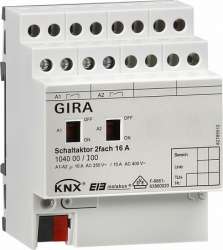 Gira KNX Актор 2-канальный 16 А, возм ручное управление DIN-рейка арт. 104000