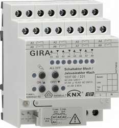 Gira KNX Актор для жалюзи/выкл 4/8 каналов 16 А возм руч. управ DIN-рейка арт. 103700
