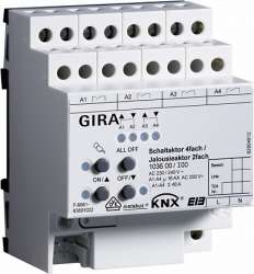 Gira KNX Реле / Устройство управления жалюзи 4/2-кан, 16 A тип REG plus арт. 103600
