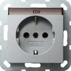 Gira S-55 Алюминий Розетка с/з с полем для надписи арт. 045726