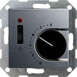 Gira S-55 Алюминий Термостат с размык.контактом, выкл. и контр.лампой арт. 039226