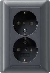 Gira S-55 Антрацит Розетка 2-я с/з с пиктограммой арт. 078328