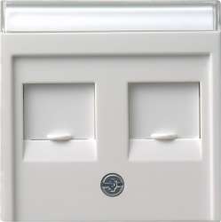 Gira S-55 Бел Накладка 2-ой прямой ТЛФ/комп розетки (Суппорт арт. G19х00) арт. 066327