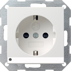 Gira S-55 Бел Розетка с/з с защитой и индикацией напряжения арт. 117027
