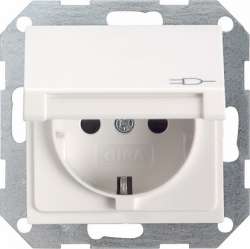 Gira S-55 Бел глянц Розетка с/з с крышкой арт. 045403